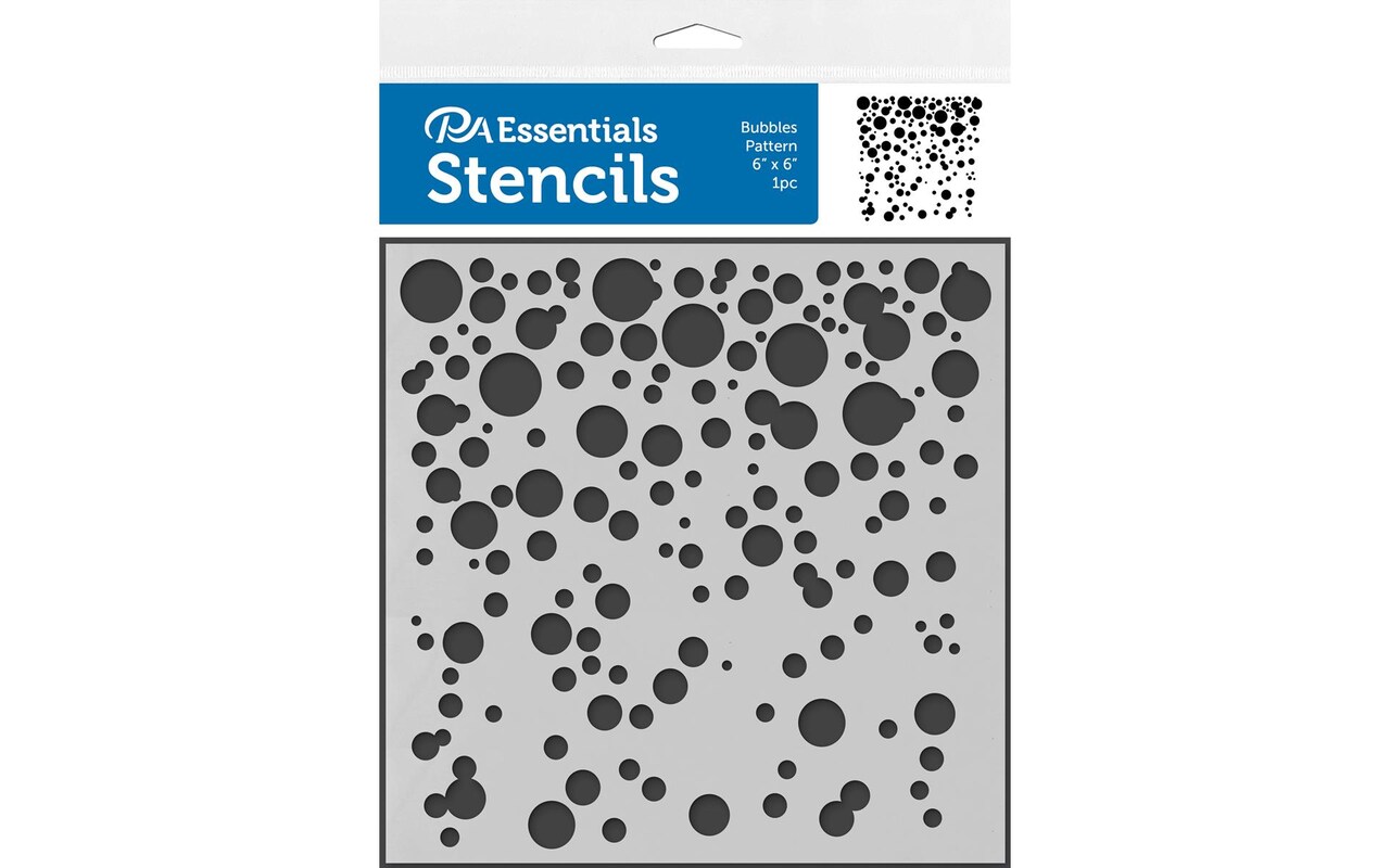 PA Essentials Stencil Bubbles Pattern for Painting on Wood, Canvas, Paper, Fabric, Wall and Tile, Reusable DIY Art and Craft Stencils for Painting, 6"x6" Inches